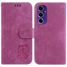 For Samsung Galaxy S24 FE 5G Little Tiger Embossed Leather Phone Case(Rose Red) - 1