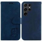 For Samsung Galaxy S25 Ultra 5G Little Tiger Embossed Leather Phone Case(Dark Blue) - 1