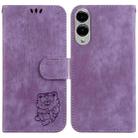 For Samsung Galaxy S25 Edge 5G Little Tiger Embossed Leather Phone Case(Purple) - 1