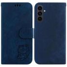 For Samsung Galaxy S25 FE 5G Little Tiger Embossed Leather Phone Case(Dark Blue) - 1