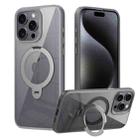 For iPhone 14 Pro Max Transparent MagSafe Magnetic Rotating Ring Holder Phone Case(Grey) - 1