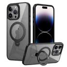 For iPhone 13 Pro Max Transparent MagSafe Magnetic Rotating Ring Holder Phone Case(Black) - 1