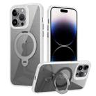 For iPhone 13 Pro Transparent MagSafe Magnetic Rotating Ring Holder Phone Case(White) - 1