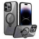 For iPhone 13 Pro Transparent MagSafe Magnetic Rotating Ring Holder Phone Case(Black) - 1