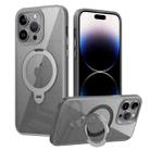 For iPhone 13 Pro Transparent MagSafe Magnetic Rotating Ring Holder Phone Case(Grey) - 1