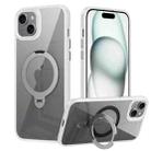 For iPhone 13 Transparent MagSafe Magnetic Rotating Ring Holder Phone Case(White) - 1