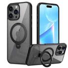 For iPhone 16 Pro Max Transparent MagSafe Magnetic Rotating Ring Holder Phone Case(Black) - 1