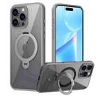 For iPhone 16 Pro Max Transparent MagSafe Magnetic Rotating Ring Holder Phone Case(Grey) - 1