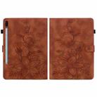 For Samsung Galaxy Tab S6 SM-T860 / SM-T865 Lily Embossed Leather Tablet Case with Pen(Brown) - 3