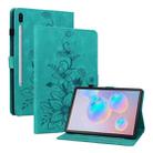 For Samsung Galaxy Tab S6 SM-T860 / SM-T865 Lily Embossed Leather Tablet Case with Pen(Green) - 1