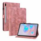 For Samsung Galaxy Tab S6 SM-T860 / SM-T865 Lily Embossed Leather Tablet Case with Pen(Pink) - 1