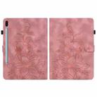 For Samsung Galaxy Tab S6 SM-T860 / SM-T865 Lily Embossed Leather Tablet Case with Pen(Pink) - 3