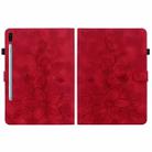 For Samsung Galaxy Tab S6 SM-T860 / SM-T865 Lily Embossed Leather Tablet Case with Pen(Red) - 3