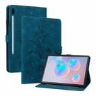 For Samsung Galaxy Tab S6 SM-T860 / SM-T865 Lily Embossed Leather Tablet Case with Pen(Dark Blue) - 1