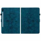 For Samsung Galaxy Tab S6 SM-T860 / SM-T865 Lily Embossed Leather Tablet Case with Pen(Dark Blue) - 3