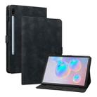 For Samsung Galaxy Tab S6 SM-T860 / SM-T865 Lily Embossed Leather Tablet Case with Pen(Black) - 1