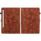 For Samsung Galaxy Tab S10 FE+ Lily Embossed Leather Tablet Case with Pen(Brown) - 2