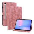 For Samsung Galaxy Tab S10 FE+ Lily Embossed Leather Tablet Case with Pen(Pink) - 1