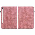 For Samsung Galaxy Tab S10 FE+ Lily Embossed Leather Tablet Case with Pen(Pink) - 2