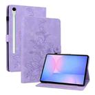For Samsung Galaxy Tab S10 FE+ Lily Embossed Leather Tablet Case with Pen(Purple) - 1