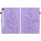 For Samsung Galaxy Tab S10 FE+ Lily Embossed Leather Tablet Case with Pen(Purple) - 2