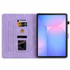 For Samsung Galaxy Tab S10 FE+ Lily Embossed Leather Tablet Case with Pen(Purple) - 3