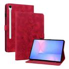 For Samsung Galaxy Tab S10 FE+ Lily Embossed Leather Tablet Case with Pen(Red) - 1