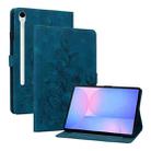 For Samsung Galaxy Tab S10 FE+ Lily Embossed Leather Tablet Case with Pen(Dark Blue) - 1