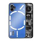 For Nothing Phone 1 PC Hybrid Aluminum Alloy Brushed Shockproof Phone Case(Blue) - 1