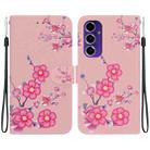 For Samsung Galaxy S24 FE 5G Crystal Texture Colored Drawing Leather Phone Case(Cherry Blossoms) - 1