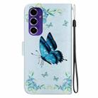 For Samsung Galaxy S24 FE 5G Crystal Texture Colored Drawing Leather Phone Case(Blue Pansies) - 3