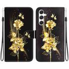 For Samsung Galaxy S25 5G Crystal Texture Colored Drawing Leather Phone Case(Gold Butterfly Rose) - 1