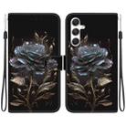 For Samsung Galaxy S25 5G Crystal Texture Colored Drawing Leather Phone Case(Black Rose) - 1