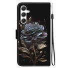 For Samsung Galaxy S25 5G Crystal Texture Colored Drawing Leather Phone Case(Black Rose) - 3