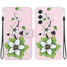 For Samsung Galaxy S25 5G Crystal Texture Colored Drawing Leather Phone Case(Lily) - 1