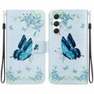 For Samsung Galaxy S25 5G Crystal Texture Colored Drawing Leather Phone Case(Blue Pansies) - 1
