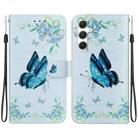 For Samsung Galaxy S25+ 5G Crystal Texture Colored Drawing Leather Phone Case(Blue Pansies) - 1