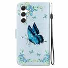 For Samsung Galaxy S25+ 5G Crystal Texture Colored Drawing Leather Phone Case(Blue Pansies) - 3
