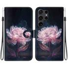 For Samsung Galaxy S25 Ultra 5G Crystal Texture Colored Drawing Leather Phone Case(Purple Peony) - 1