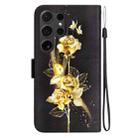 For Samsung Galaxy S25 Ultra 5G Crystal Texture Colored Drawing Leather Phone Case(Gold Butterfly Rose) - 3