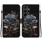 For Samsung Galaxy S25 Ultra 5G Crystal Texture Colored Drawing Leather Phone Case(Black Rose) - 1