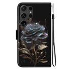 For Samsung Galaxy S25 Ultra 5G Crystal Texture Colored Drawing Leather Phone Case(Black Rose) - 3