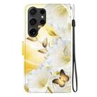 For Samsung Galaxy S25 Ultra 5G Crystal Texture Colored Drawing Leather Phone Case(Gold Butterfly Epiphyllum) - 3