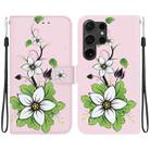 For Samsung Galaxy S25 Ultra 5G Crystal Texture Colored Drawing Leather Phone Case(Lily) - 1