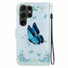 For Samsung Galaxy S25 Ultra 5G Crystal Texture Colored Drawing Leather Phone Case(Blue Pansies) - 3