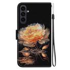 For Samsung Galaxy S25 FE 5G Crystal Texture Colored Drawing Leather Phone Case(Gold Peony) - 3
