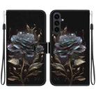 For Samsung Galaxy S25 FE 5G Crystal Texture Colored Drawing Leather Phone Case(Black Rose) - 1