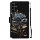 For Samsung Galaxy S25 FE 5G Crystal Texture Colored Drawing Leather Phone Case(Black Rose) - 3