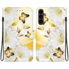 For Samsung Galaxy S25 FE 5G Crystal Texture Colored Drawing Leather Phone Case(Gold Butterfly Epiphyllum) - 1