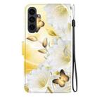 For Samsung Galaxy S25 FE 5G Crystal Texture Colored Drawing Leather Phone Case(Gold Butterfly Epiphyllum) - 3